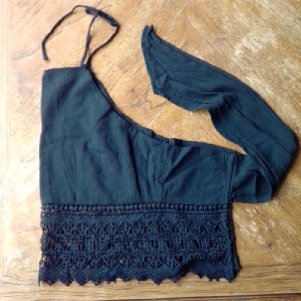 🍀Black American Eagle Crop Halter Top with Lace!!!! - Picture 7 of 8